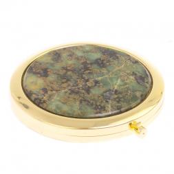 Карманное зеркальце из камня офит цвет золото