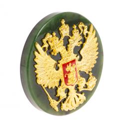 Настольная подставка из нефрита "Герб РФ" 8,5х2,5х8,5 см