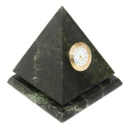 Настольные часы "Пирамида" 12,5х12,5х13,5 см вращающиеся камень змеевик