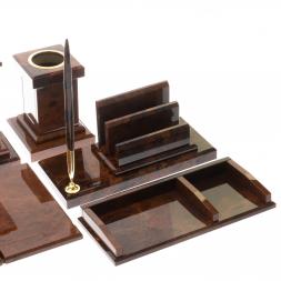 Письменный набор "Георгий Победоносец" камень обсидиан