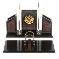 Письменный набор "Супер" с гербом РФ камень лемезит