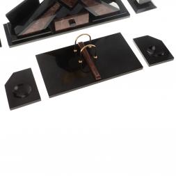 Письменный набор из лемезита "Орел" с лотком для бумаг А4 и бюваром