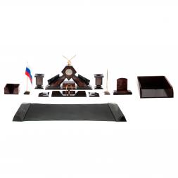 Письменный набор из лемезита "Орел" с лотком для бумаг А4 и бюваром