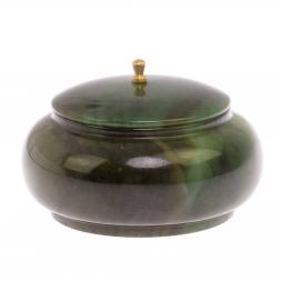 Шкатулка круглая из нефрита 11х11х6,5 см