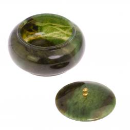 Шкатулка круглая из нефрита 11х11х6,5 см