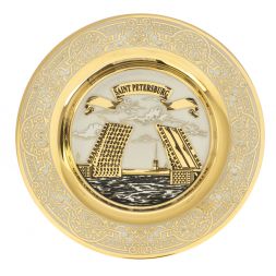 Тарелка с гравюрой "Санкт-Петербург. Разводные мосты" 12 см в подарочной упаковке Златоуст