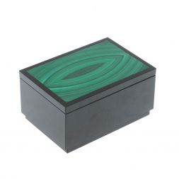 Шкатулка из малахита и долерита 10х7х5 см