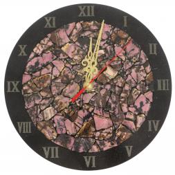 Настенные часы "Мозаика" из родонита и долерита 24х3,5х24 см