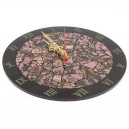 Настенные часы "Мозаика" из родонита и долерита 24х3,5х24 см