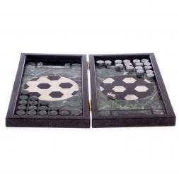 Каменные нарды "Футбол" змеевик гранит