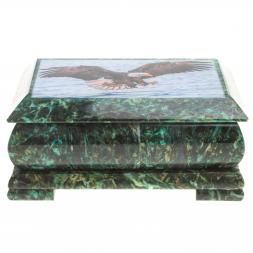 Шкатулка с иллюстрацией "Парящий орел" камень змеевик 17,5х9,5х7,5 см