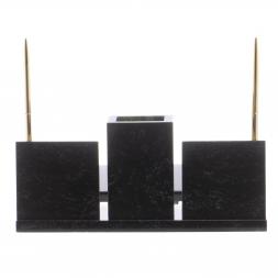 Письменный набор с часами "Офисный" камень змеевик