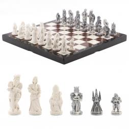 Шахматы с оригинальными фигурами "Средневековье" 40х40 см камень лемезит мрамор
