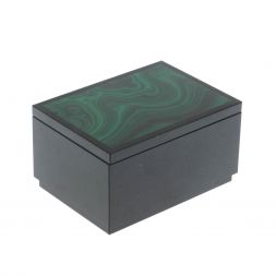 Шкатулка из малахита и долерита 10,5х7,5х5,5 см