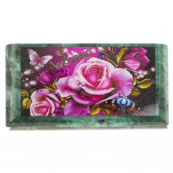 Шкатулка с иллюстрацией "С любовью" камень змеевик 17,5х9,5х7,5 см