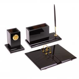 Письменный прибор "Офисный стиль" из черного обсидиана