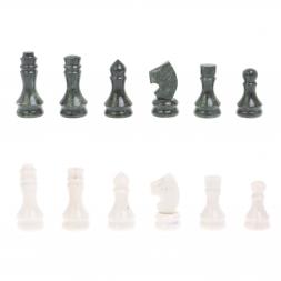 Шахматы "Турнирные" доска 44х44 см белый мрамор, змеевик