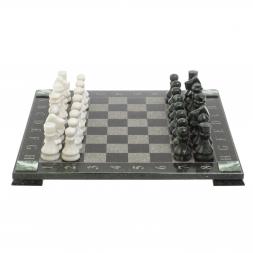 Шахматы "Турнирные" доска 44х44 см белый мрамор, змеевик