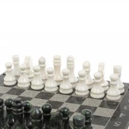 Шахматы "Турнирные" доска 44х44 см белый мрамор, змеевик