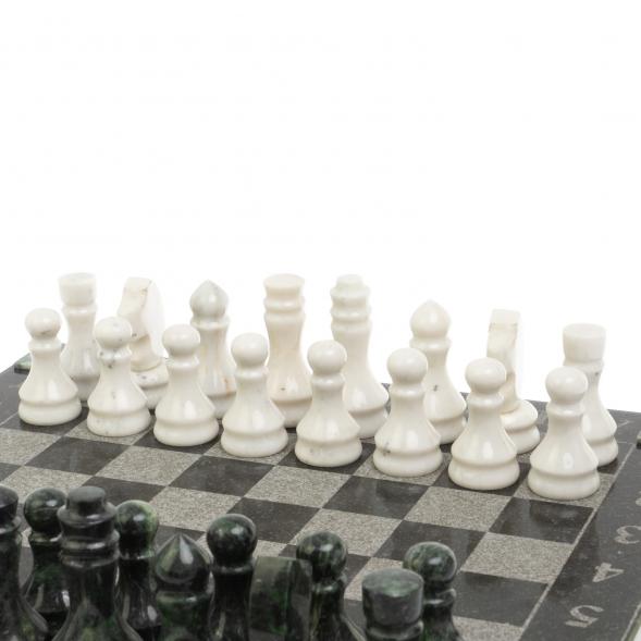 Шахматы &amp;quot;Турнирные&amp;quot; доска 44х44 см белый мрамор, змеевик 127088