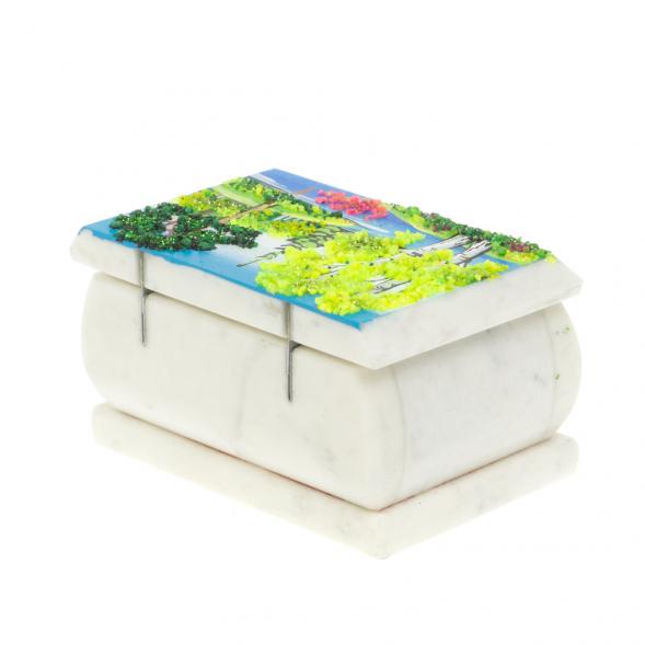 Шкатулка с рисунком &amp;quot;Лето&amp;quot; белый мрамор 10х6,5х6 см 127484