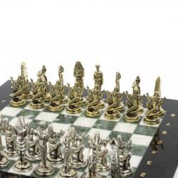 Настольные шахматы &amp;quot;Египет&amp;quot; доска 32х32 см из мрамора и змеевика