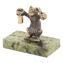 Статуэтка "Крыса алкоголик" бронза змеевик