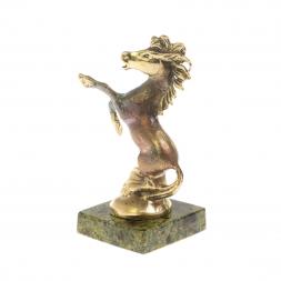 Статуэтка "Конь на дыбах" бронза змеевик