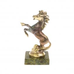 Статуэтка "Конь на дыбах" бронза змеевик