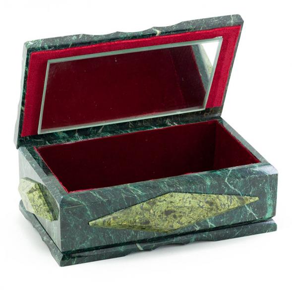 Каменная шкатулка &amp;quot;Ромб&amp;quot; змеевик 20x12x8 см 112167