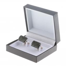 Запонки камень актинолит прямоугольные