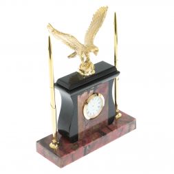 Настольные часы с ручками " Орел" из родонита