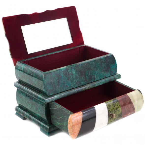 Шкатулка из камня двухъярусная &amp;quot;Мозаика&amp;quot; 20,5х11,5х13 см 120984