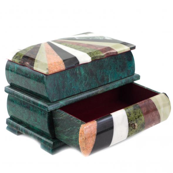 Шкатулка из камня двухъярусная &amp;quot;Мозаика&amp;quot; 20,5х11,5х13 см 120984