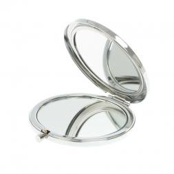 Зеркало круглое из камня голубой апатит цвет серебро