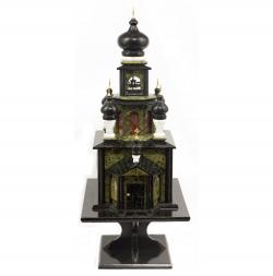 Подарочные часы "Храм" из камня змеевик и мрамор