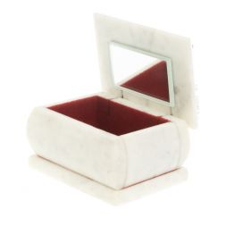 Шкатулка с рисунком "Зима" белый мрамор 10х6,5х6 см