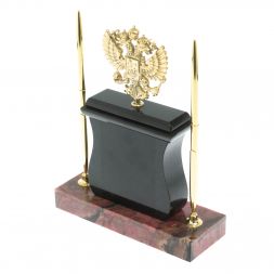 Настольные часы с ручками "Герб" из камня родонит