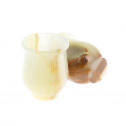 Набор стопок 2 шт "Тюльпан" из зеленого-коричневого оникса 3,7х3,7х3,5 см (1,5х2)