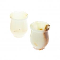 Набор стопок 2 шт "Тюльпан" из зеленого-коричневого оникса 3,7х3,7х3,5 см (1,5х2)