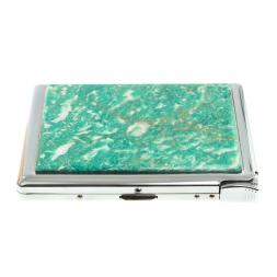 Портсигар на 10 сигарет с зажигалкой камень амазонит