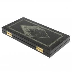 Каменные нарды с гравировкой "Волк и медведь" с гербом РФ