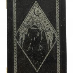 Каменные нарды с гравировкой "Волк и медведь" с гербом РФ