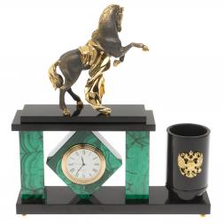 Настольный мини-набор "Конь с попоной" из малахита