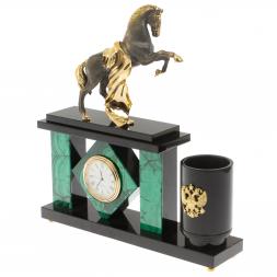 Настольный мини-набор "Конь с попоной" из малахита