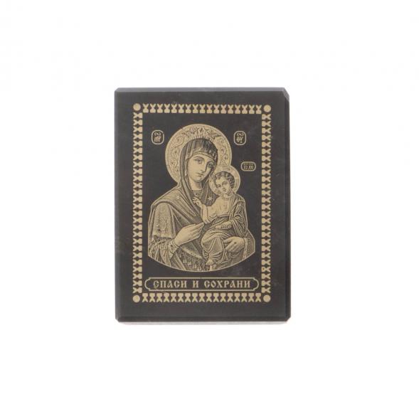 Икона в машину &amp;quot;Дева Мария&amp;quot; обсидиан 2,5х3,5 см 130401