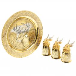Подарочный набор "Олень" тарелка и 3 стопки перевертыша Златоуст