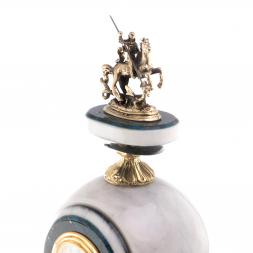 Письменный прибор "Георгий Победоносец" мрамор, лабрадорит