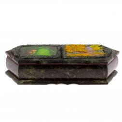 Шкатулка с двумя отделениями "Хозяйка медной горы с осенним пейзажем" 29,5х12х8 см