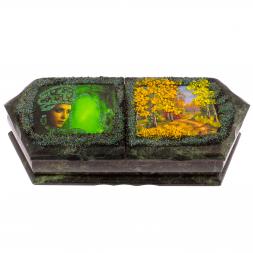 Шкатулка с двумя отделениями "Хозяйка медной горы с осенним пейзажем" 29,5х12х8 см